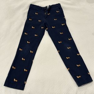 Crewcuts Corgi embroidered navy stretch chinos